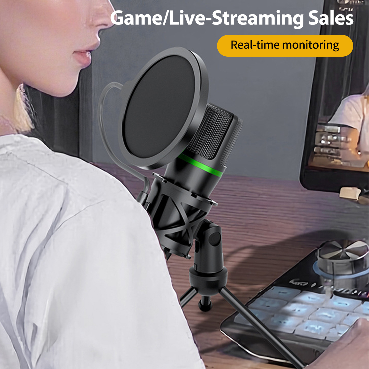 Laptop Accessories Rgb - Condenser Microphone USB Wired For PC