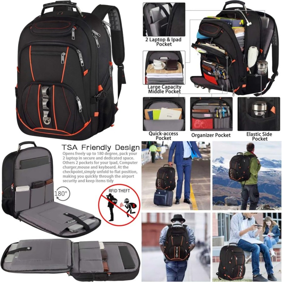 Laptop Backpack Anti Theft - Travel Laptop Backpack, Extra Large 18.4