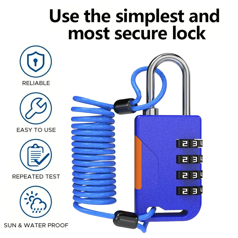 Laptop Backpack Anti Theft - 4 Digit Combination Padlock with Retractable
