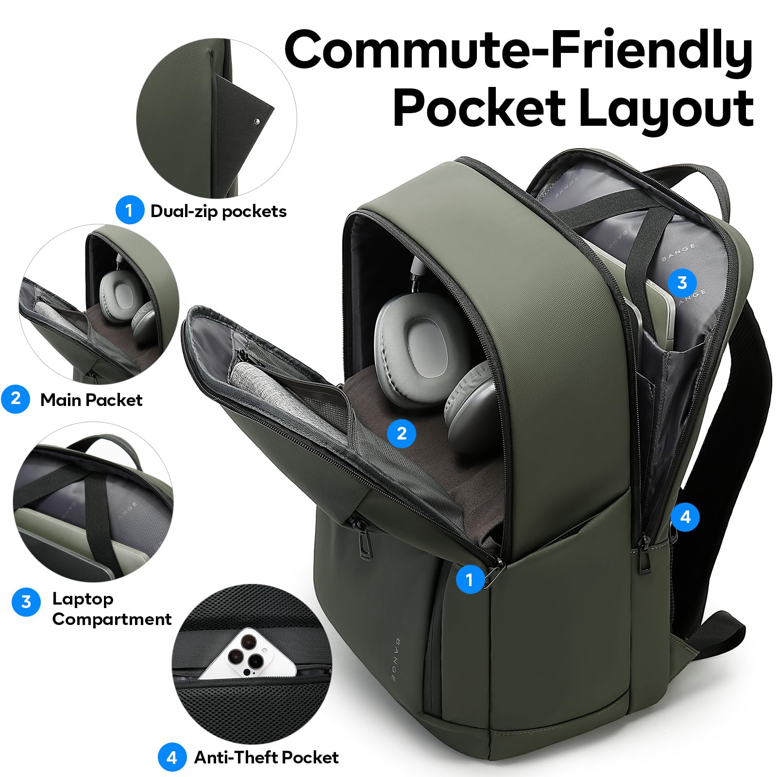 BANGE Fashion Simple Design Wo - Laptop Backpack Anti Theft recensie en prijs