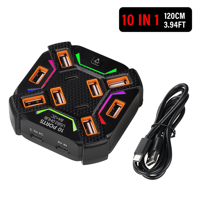 10 Ports USB Hub with RGB Ligh - Laptop Accessories Rgb recensie en prijs