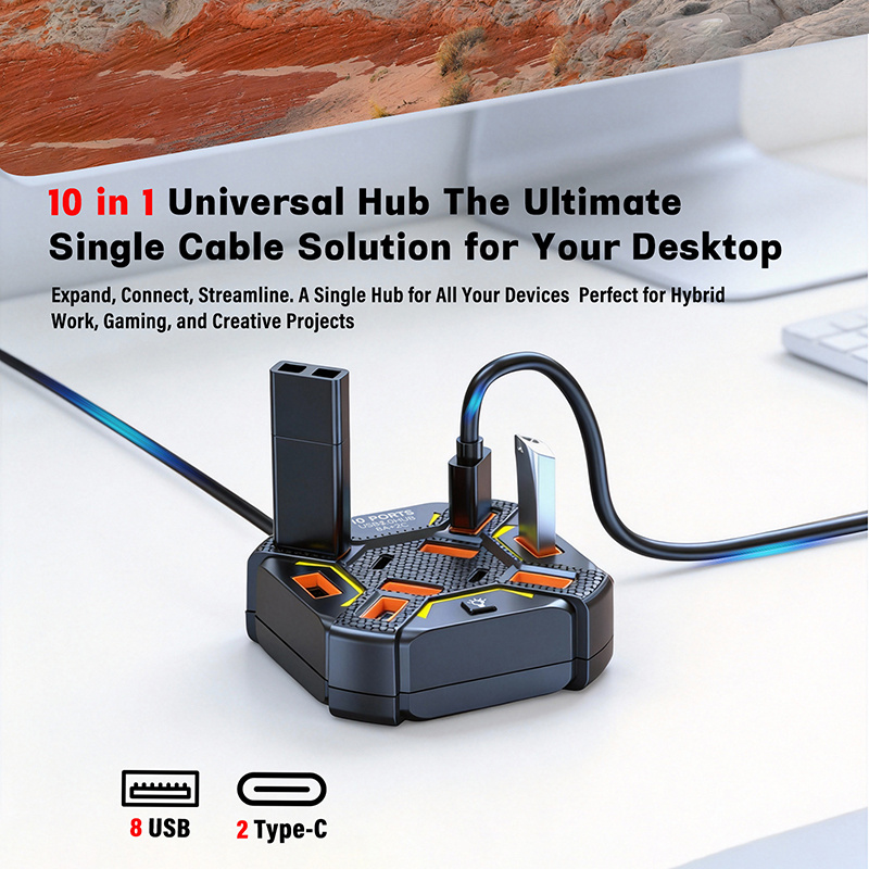 10 Ports USB Hub with RGB Ligh - Laptop Accessories Rgb recensie en prijs