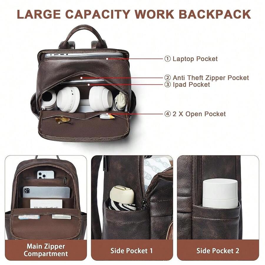 Large Capacity Leather Laptop  - Laptop Backpack Anti Theft recensie en prijs
