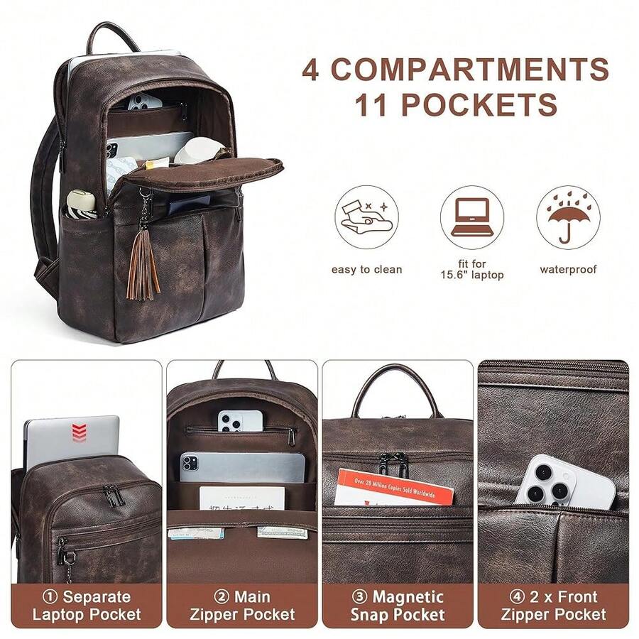 Large Capacity Leather Laptop  - Laptop Backpack Anti Theft recensie en prijs