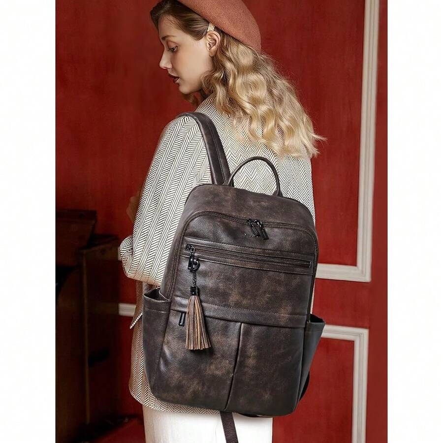 Large Capacity Leather Laptop  - Laptop Backpack Anti Theft recensie en prijs